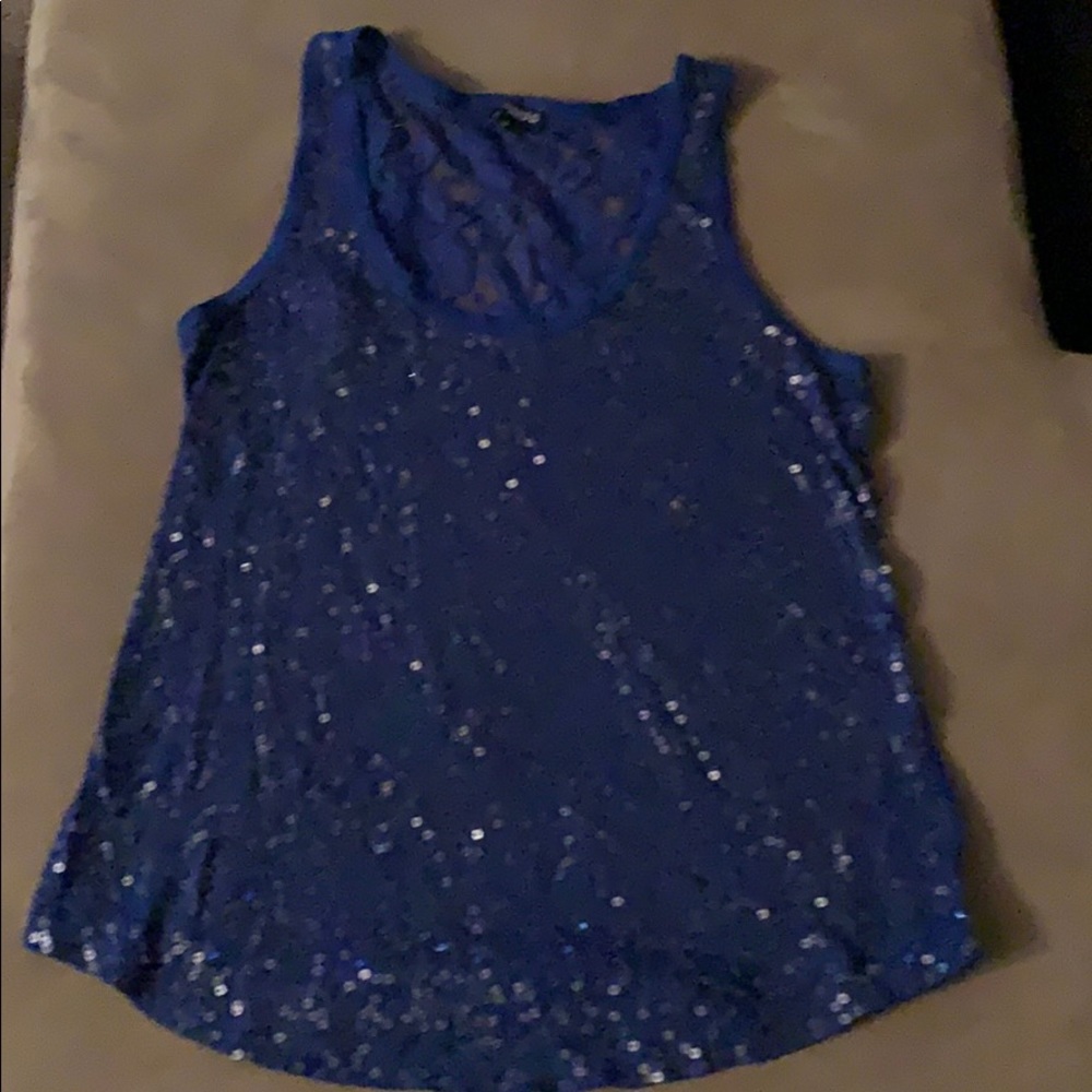 Express Royal Blue Glitter Tank Top